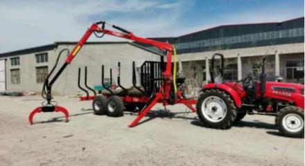 Remolque de madera con grúa